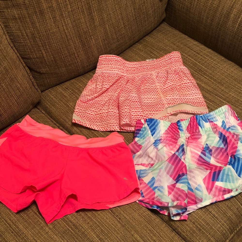 Set of 3 girls athletic shorts.  Athletic Works & Champion - bright colors